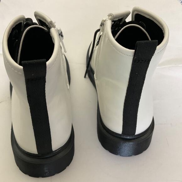 New White black Steve Madden combat boots platform chunky Y2K zip lug sole sz 5 - Picture 2 of 16